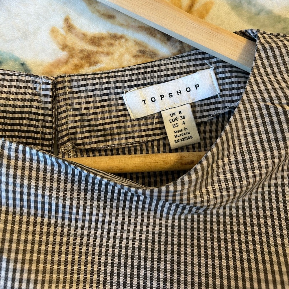 Topshop Black and Tan Checkered Plaid Blouse - Picture 7 of 13